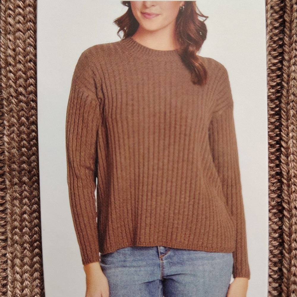 *NWT* Jessica Simpson Women's Medium Brown Ribbed Sweater - Picture 6 of 12